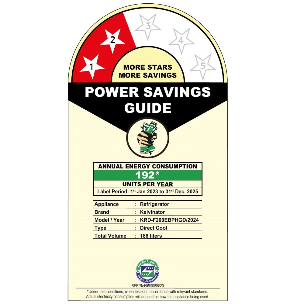 Kelvinator KRD-F200EBPHGD 213 Litre 2 Star Direct Cool Refrigerator, Steel Grey Mahajan Electronics Online