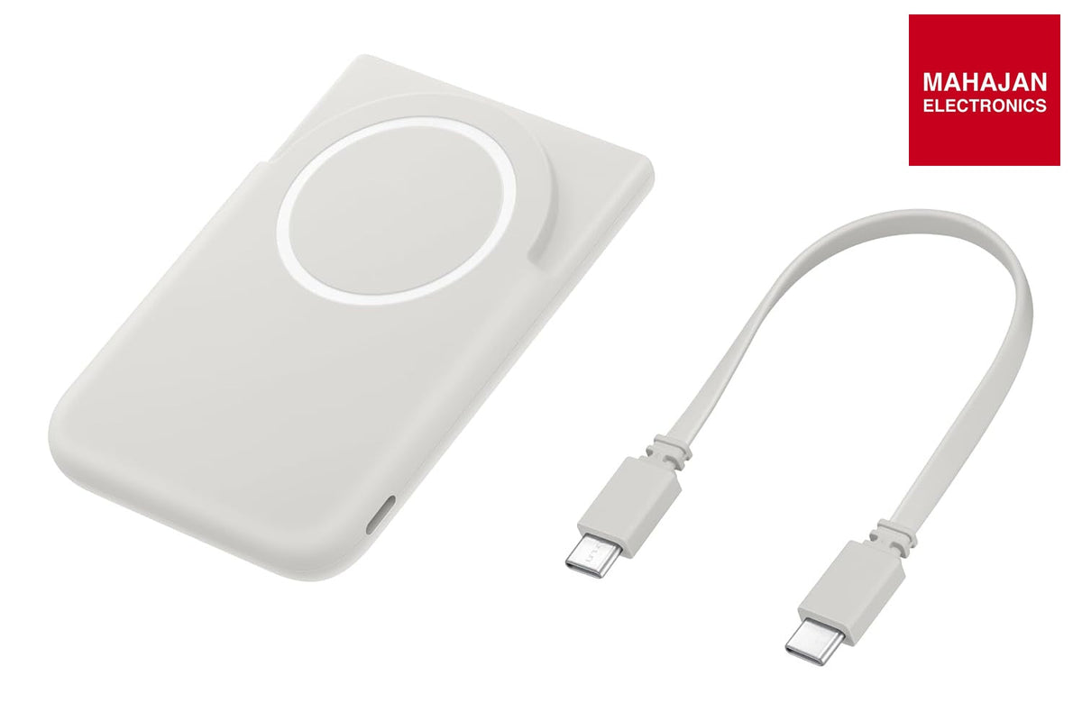 Samsung EB-U2500 5000mAh Magnet Wireless Battery Pack with Qi2 15W Wireless & 25W Wired Charging, Built-in Kickstand (Gray) – Mahajan Electronics Online.