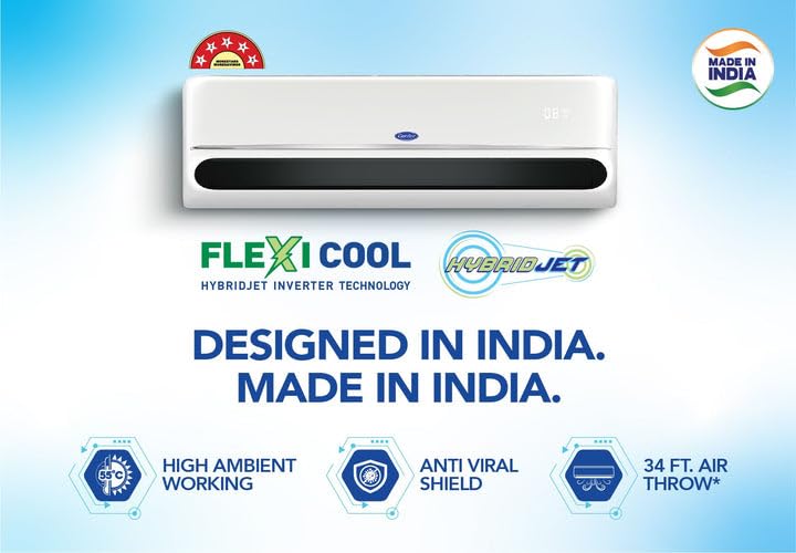 Carrier 18K INDUS DXI Star 1.5 Ton 5 Star Inverter R32 Split Air Conditioners (SMART AC HYBRIDJET R32 DOOR, White) CAI18IN5R32W0 Mahajan Electronics Online