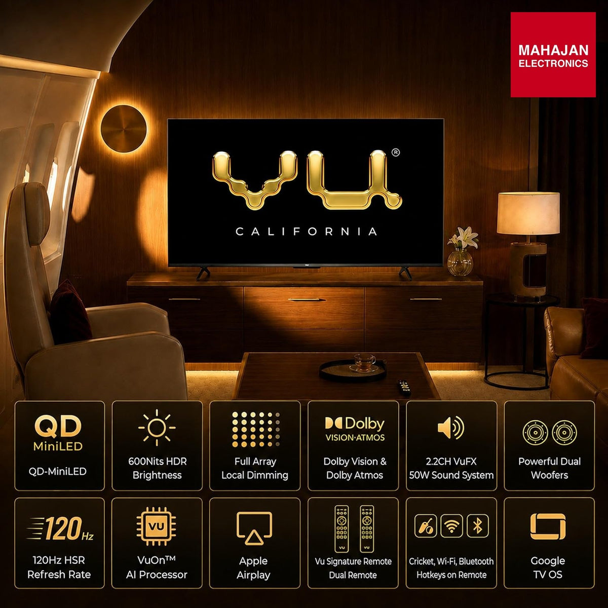 Vu GLO43MINILED 3 Years Warranty 43 Inch (108 cm) Glo MiniLED 4K Smart Google TV, 2026 Model (Black) – Mahajan Electronics Online.