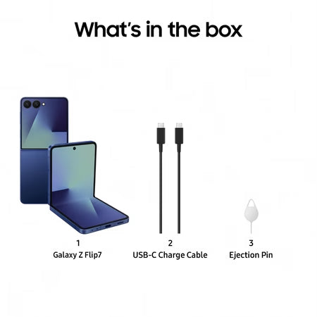 Samsung Galaxy Z Flip7 5G Smartphone with Galaxy AI (Blue Shadow, 12GB RAM, 256GB Storage), Ultra Sleek Design with 50MP High-Resolution Camera, Exynos 2500, Google Gemini Mahajan Electronics Online