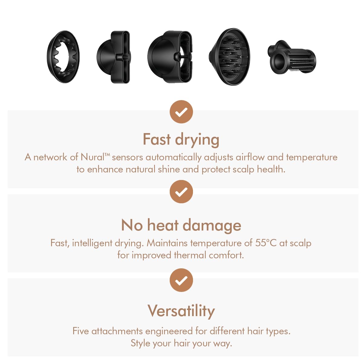 Dyson Supersonic Nural™ Intelligent Hair Dryer|Protects Scalp Health|Fast Drying|No Heat Damage|5 Attachments|7 Styling, 3 Speed & 3 Heat Settings|Unisex Usage|2 Year Warranty HD 16 VBTO IN Mahajan Electronics Online