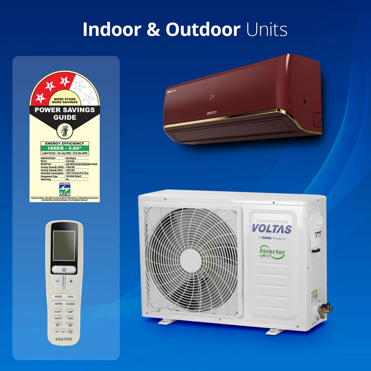 Voltas 183V Vertis Color Zen Deep Wine SmartAir Inverter AC, 1.5 Ton, 3 star Mahajan Electronics Online