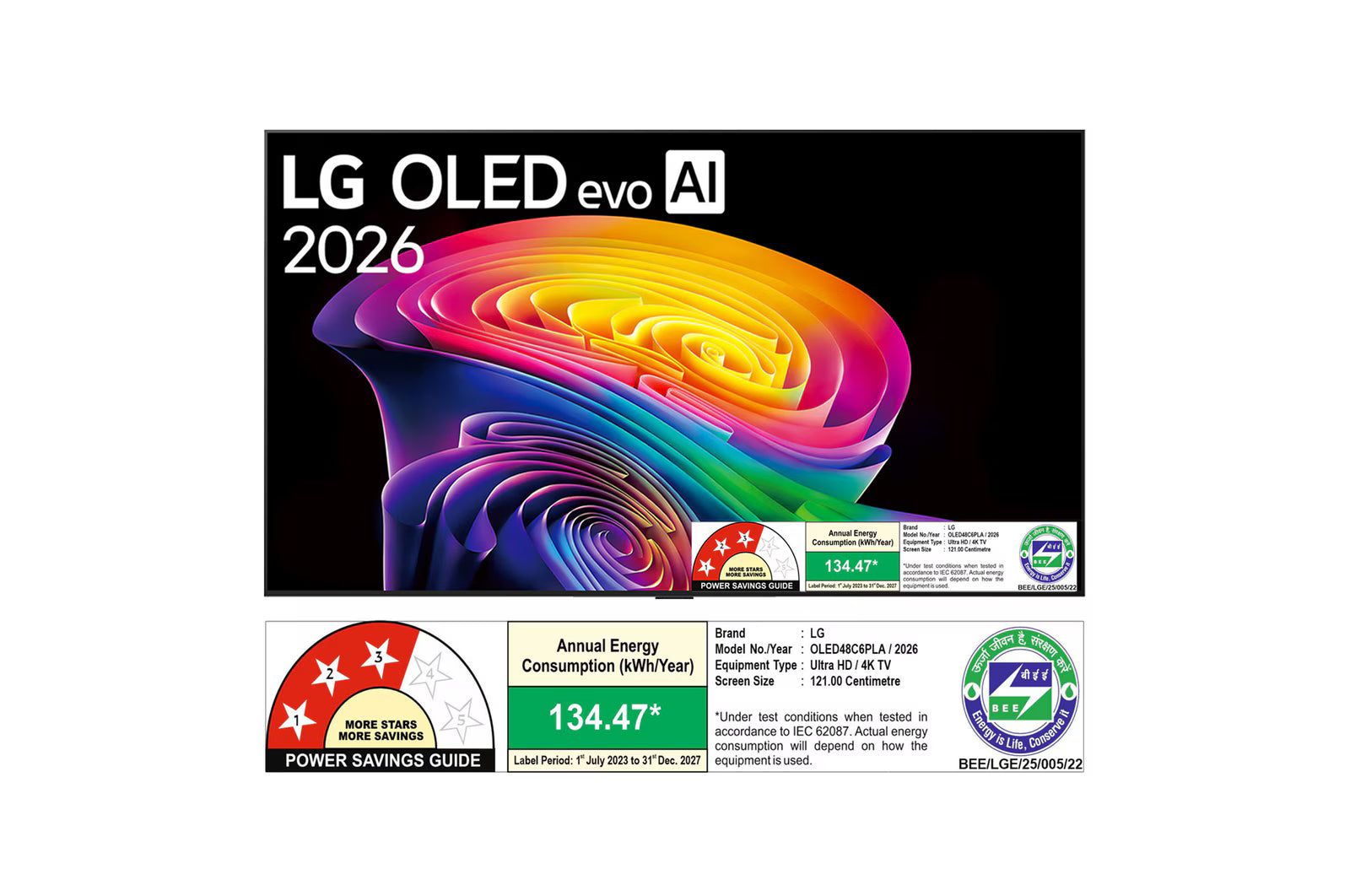 LG OLED48C6PLA 121 cm (48) LG OLED evo AI 4K Smart TV with α11 AI Processor Gen3, with Dolby Vision & Atmos 2026 LG