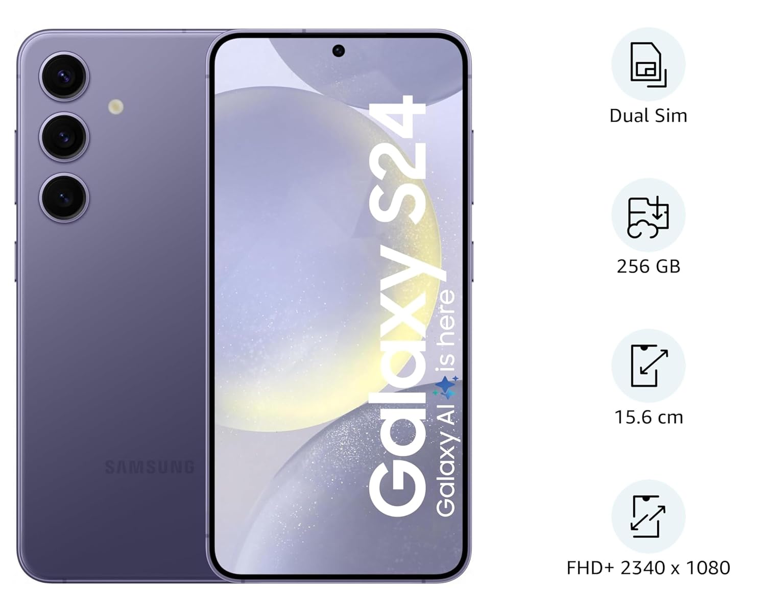 Samsung Galaxy S24 5G AI Smartphone (Cobalt Violet, 8GB, 128GB Storage) Mahajan Electronics Online