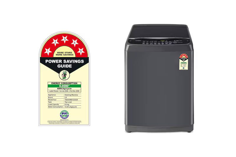 LG T80SNMB1Z 8 Kg Top Load Washing Machine | Smart Inverter Motor, TurboDrum, Auto Pre Wash, Soft Closing Door – Middle Black- Mahajan Electronics Online