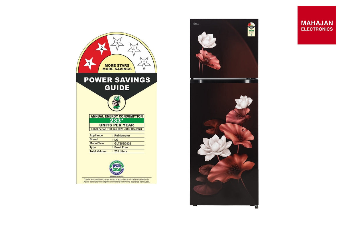 LG GLT2526XWSL 251L Double Door Refrigerator, Convertible,Smart Inverter Compressor,Scarlet Lotus, 2 Star – Mahajan Electronics Online.