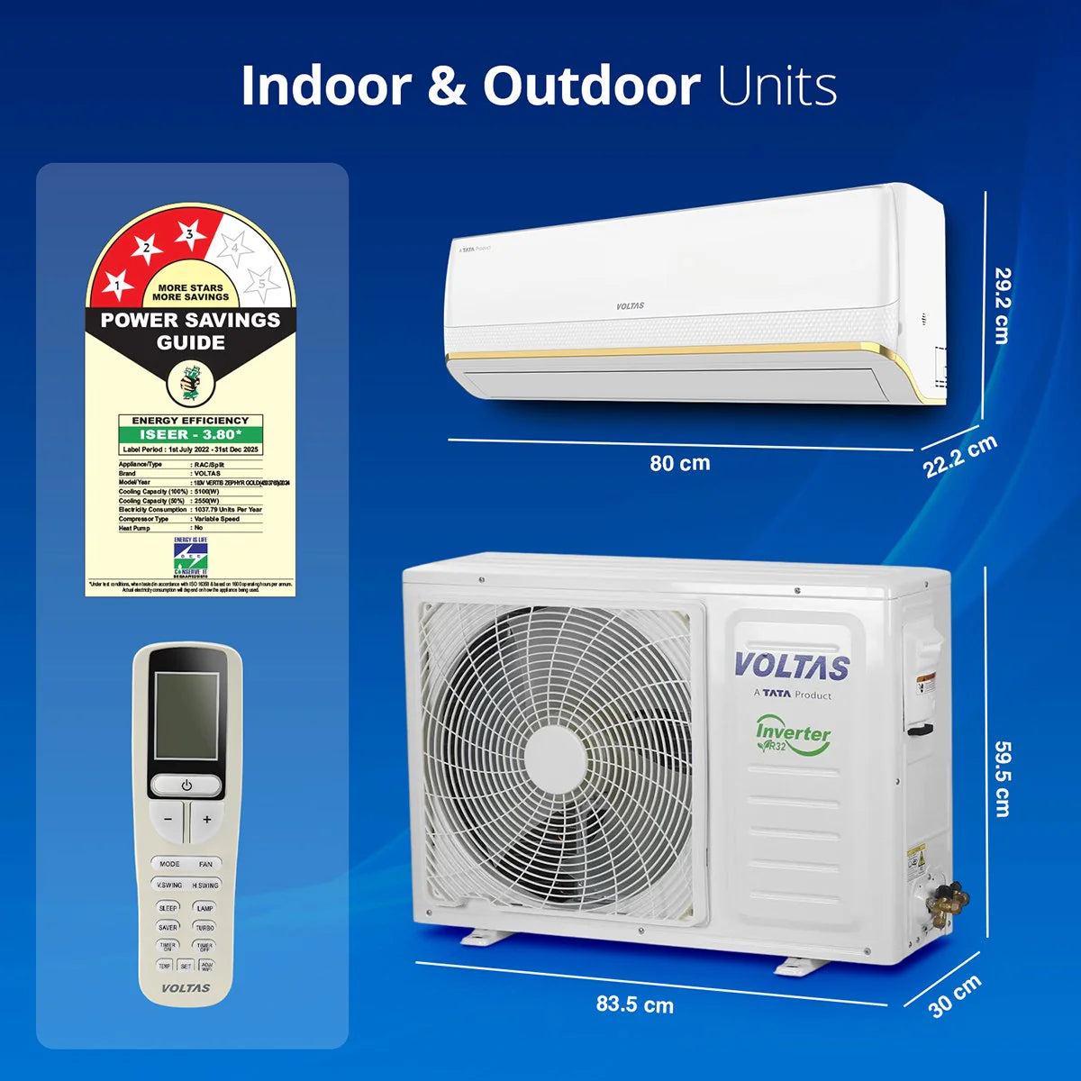 Voltas 183V Vertis Zephyr Gold Smart Air Inverter AC, 1.5 Ton 3 star Mahajan Electronics Online