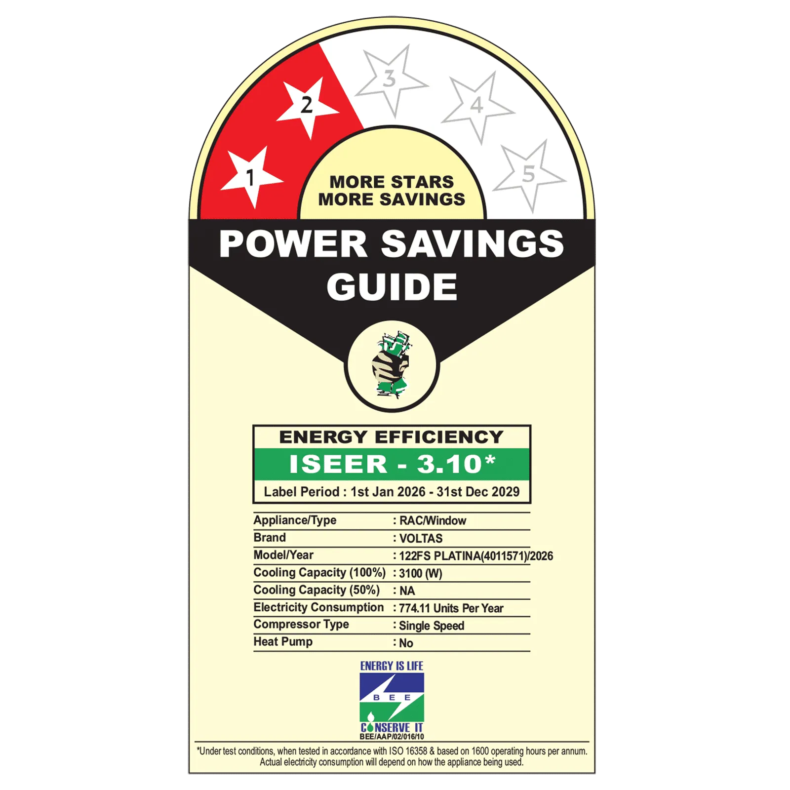 VOLTAS 122FS PLATINA 1 Ton 2 Star Window AC (2026 Model, Copper Condenser, Anti Dust Filter, 4011571) Mahajan Electronics Online