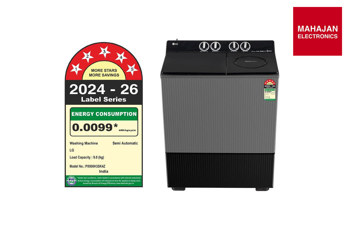 LG PX900H3SK4Z 9KG Semi Automatic Washing Machine with Roller Jet Pulsator+, Rat Away technology, Wind Jet โ Mahajan Electronics Online.