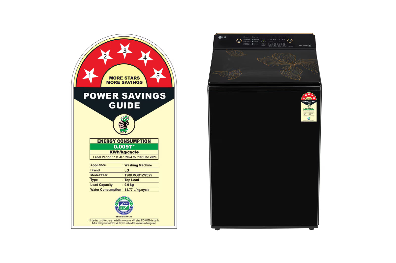 LG T90KMOB1Z 9Kg Top Load Washing Machine, Hard Water Wash, Onyx Black, 5 Star 2025 Mahajan Electronics Online