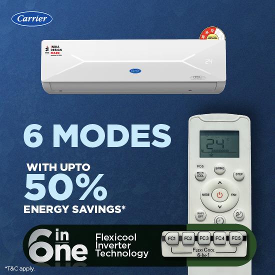 Carrier 24k XCEL LUMO Gxi 3 Star CAI24CL3R36F1 Split Inverter AC 2 Ton 3 Star Inverter Split AC | 6-in-1 – Mahajan Electronics Online.