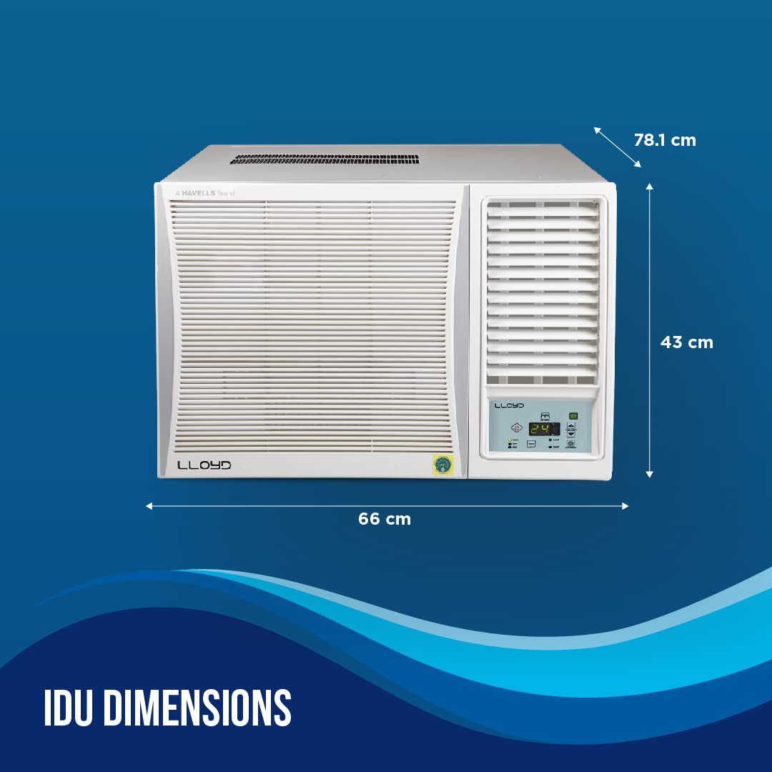 Lloyd GLW18I5AGSPR 1.5 Ton 5 Star Side Throw Inverter Window AC (6 in 1 Convertible, Cools Up To 54°C, Turbo Cool, Feather Touch Control, Remote Control Operation, LED Display, 100% Copper, White,