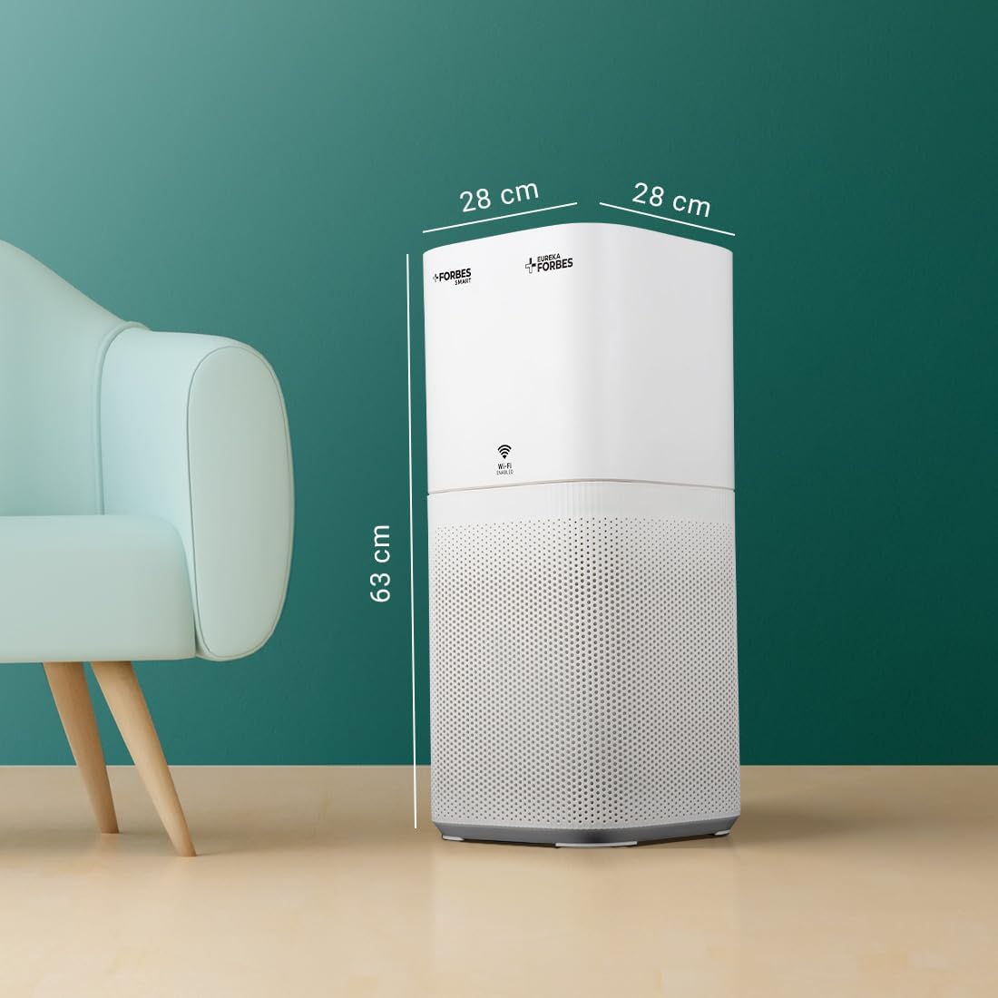 Eureka Forbes Smart Air Purifier 500 for Home |Covers Upto 670 Sq. Ft. | WiFi Enabled | Removes 99.97% Impurities & PM | True HEPA H13 | 4-Stage, 10-Min Purification | App Control | Sleep Mode Mahajan Electronics Online