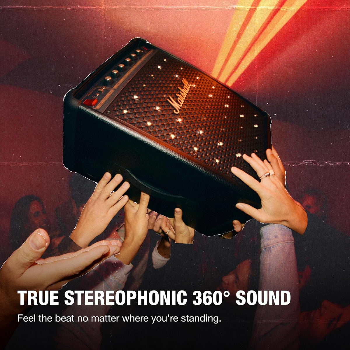 Marshall Bromley 450 Portable Party Speaker - Loud 360° Sound with Bass EQ Controls | 40+ Hours Playtime | Bluetooth, 3.5 mm AUX, RCA, Microphone, Instrument Inputs | LED Lights - Black and Brass Marshall