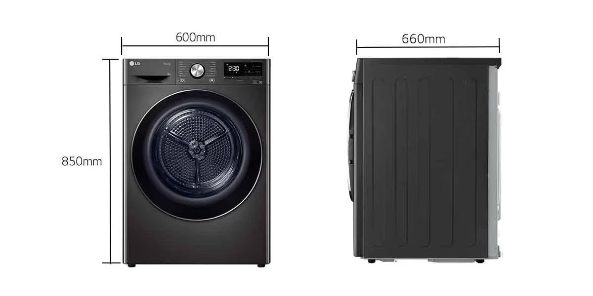 LG DHV09SAB 9Kg Dryer , Dual Inverter Heat Pump, Black Steel Mahajan Electronics Online