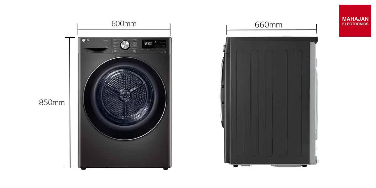 LG DHV09SAB 9Kg Dryer , Dual Inverter Heat Pump, Black Steel – Mahajan Electronics Online.