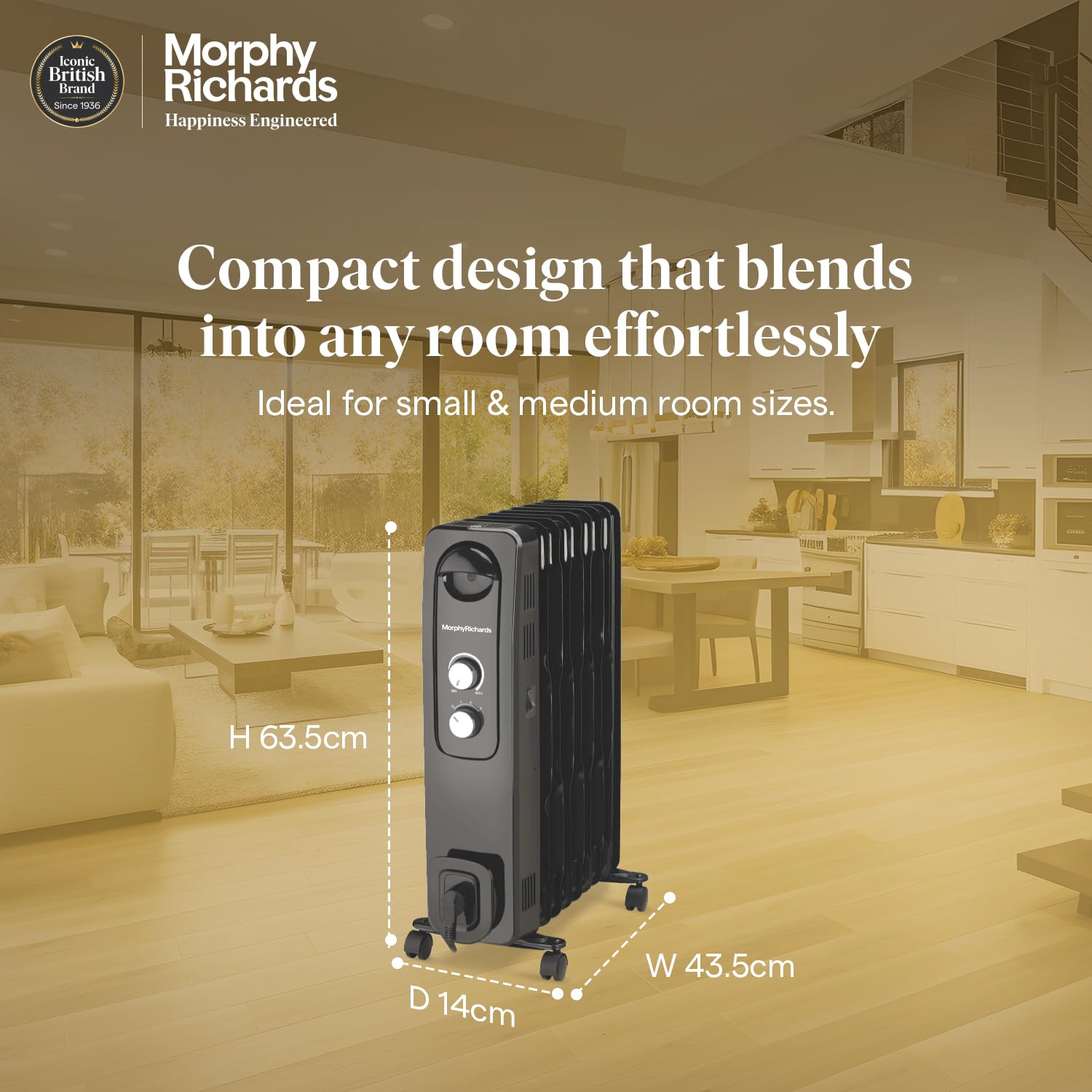 Morphy Richards OFR Room Heater, 9F WAVE FIN Fin 2400 Watts Oil Filled Room Heater with 400W PTC Ceramic Fan Heater, ISI Approved (Black) Mahajan Electronics Online