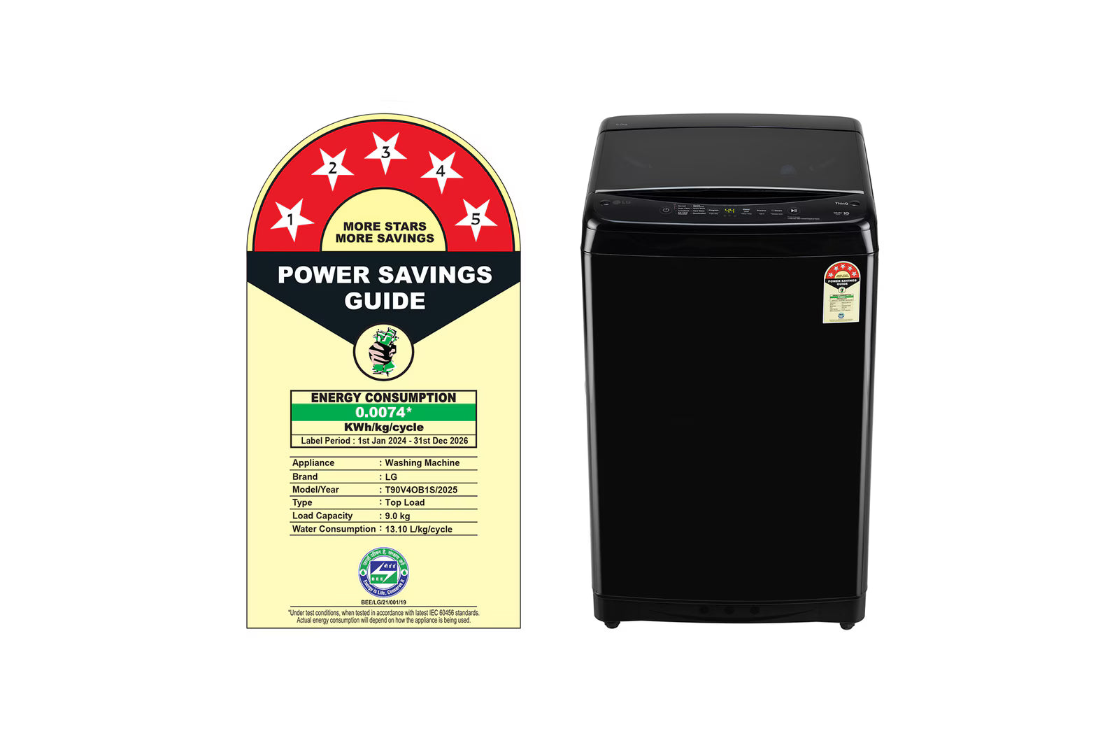 LG T90V4OB1S 9Kg Top Load Washing Machine, In-Built Heater, Onyx Black Mahajan Electronics Online