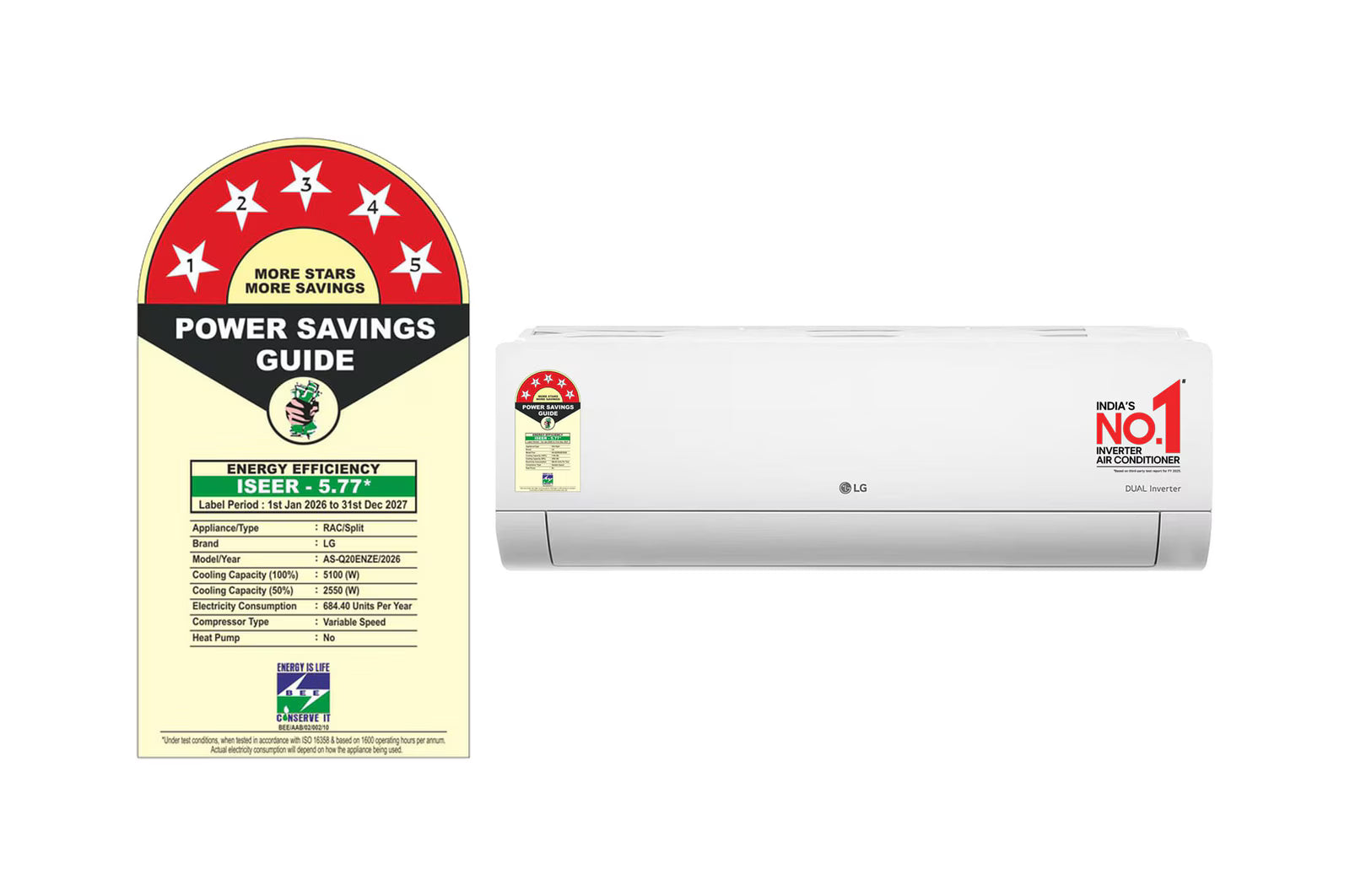 LG AS-Q20ENZE 5 Star (1.5) Split AC, AI Convertible 6-in-1, AI Dual Inverter, Diet Mode+, Viraat Mode, 100% Copper Tubes, 5.1 kW, 2026 Model Mahajan Electronics Online