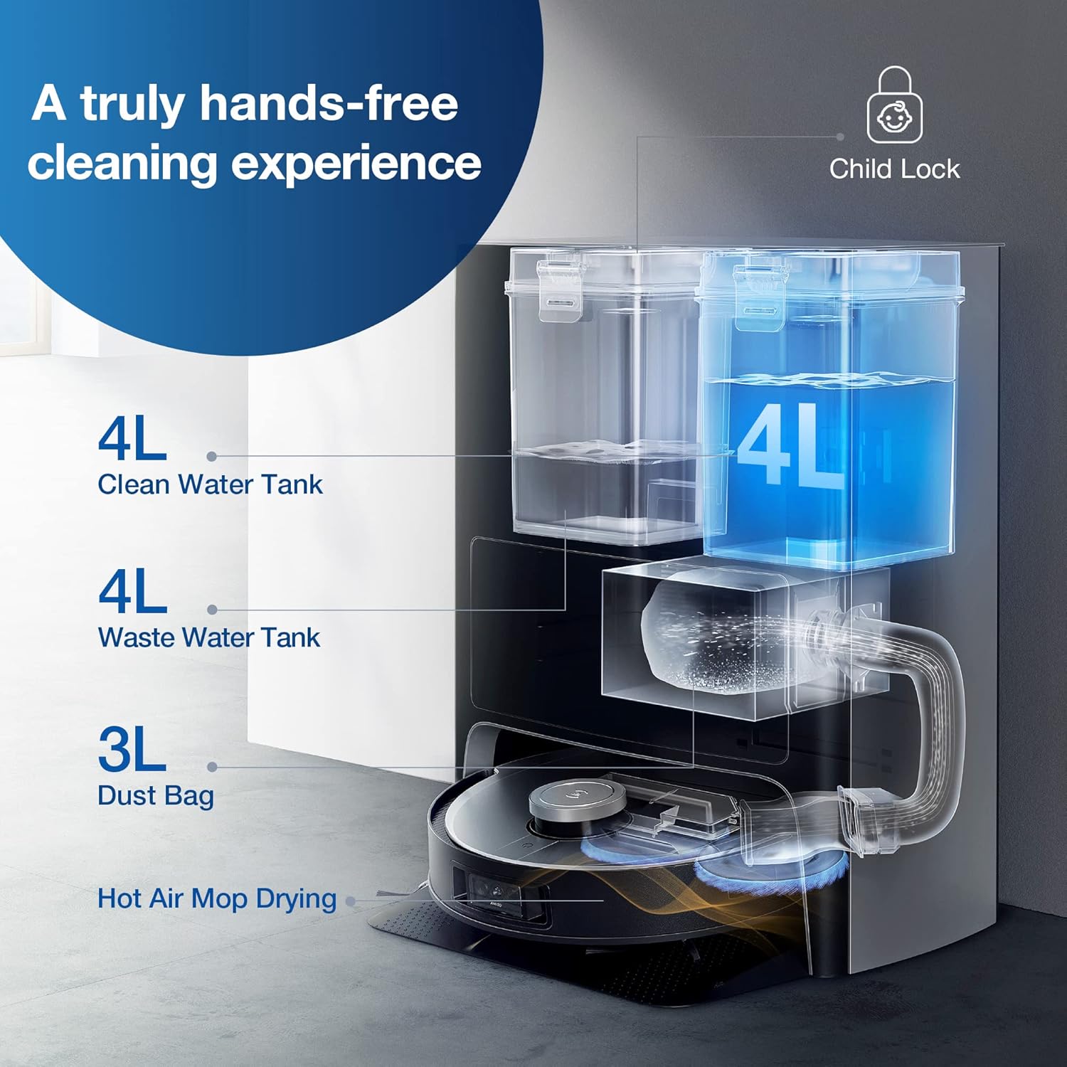 ECOVACS DEEBOT X1 Omni Robot Vacuum and Mop Combo with Self-Empty and Auto-Clean Station, 5000Pa, Robot Vacuum Cleaner with Laser Navigation, Obstacle Avoidance, Built-in YIKO Voice Assistant, Black Mahajan Electronics Online