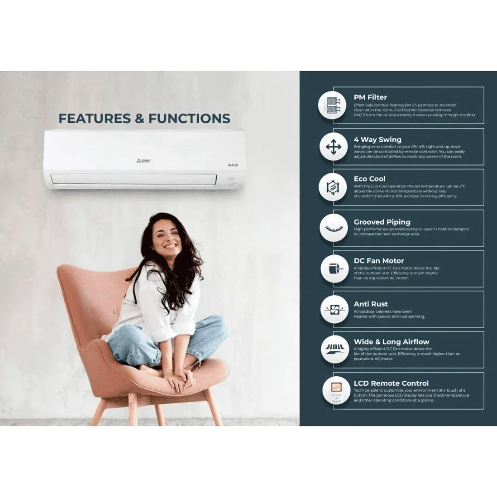 Mitsubishi MS-AJZ13VF-DA1, 1.0 ton 2 Star Non-Inverter Split Air Conditioner Mahajan Electronics Online