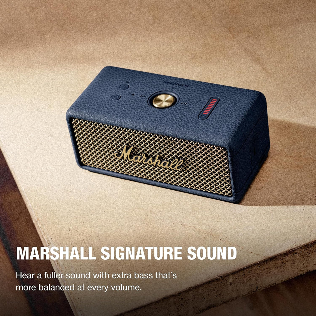 Marshall Smartchoice Emberton III Compact Portable Bluetooth Speaker with 32+ Hours of Playtime, (360° Sound), Dust & Waterproof (IP67) – Midnight Blue. Marshall