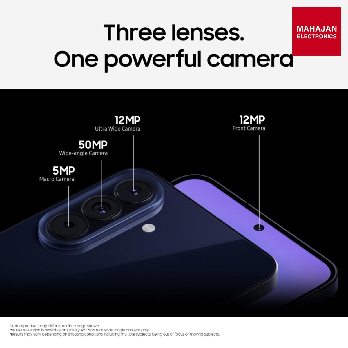 Samsung Galaxy A57 5G (Awesome Navy, 12GB RAM, 256GB Storage), Agentic AI, Triple Camera with Nightography Video, 2 Days Battery Life, 6 Gen OS Upgrades, IP68, – Mahajan Electronics Online.