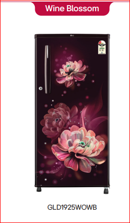 LG GLD1925WOWB 185 L Single Door Refrigerator with Toughened Glass Shelves, Direct Cool, Wine Blossom, 2 Star Mahajan Electronics Online