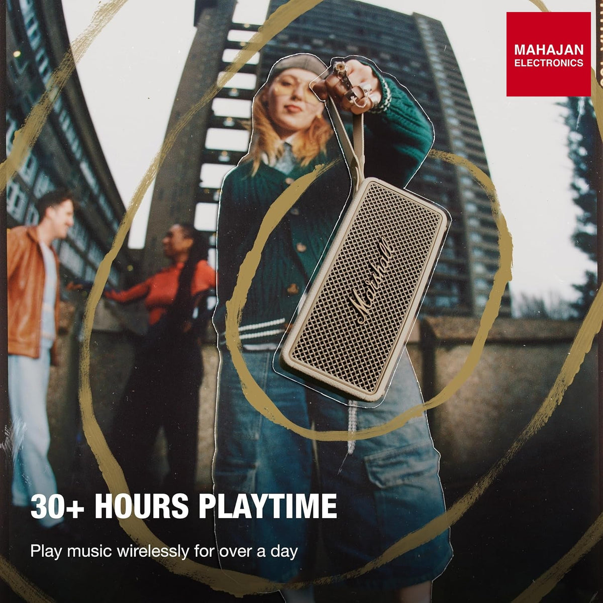 Marshall Middleton II Bluetooth Portable Bluetooth Speaker, Over 30 Hours Playtime, IP67 Waterproof - Cream – Mahajan Electronics Online.
