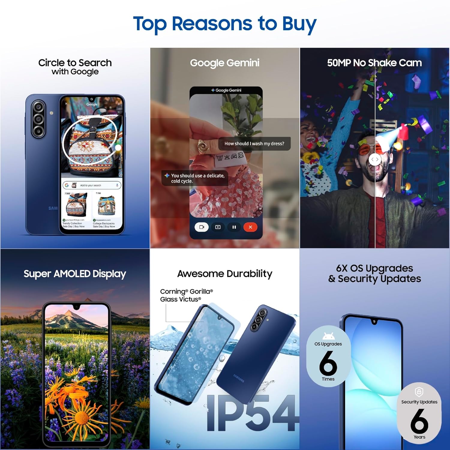 Samsung Galaxy A17 5G (Blue, 8GB RAM, 128GB Storage) | 50 MP No Shake Camera | Gemini Live | Circle to Search | Super AMOLED | Corning Gorilla Glass Victus | 7.5mm Sleek | AI Mahajan Electronics Online