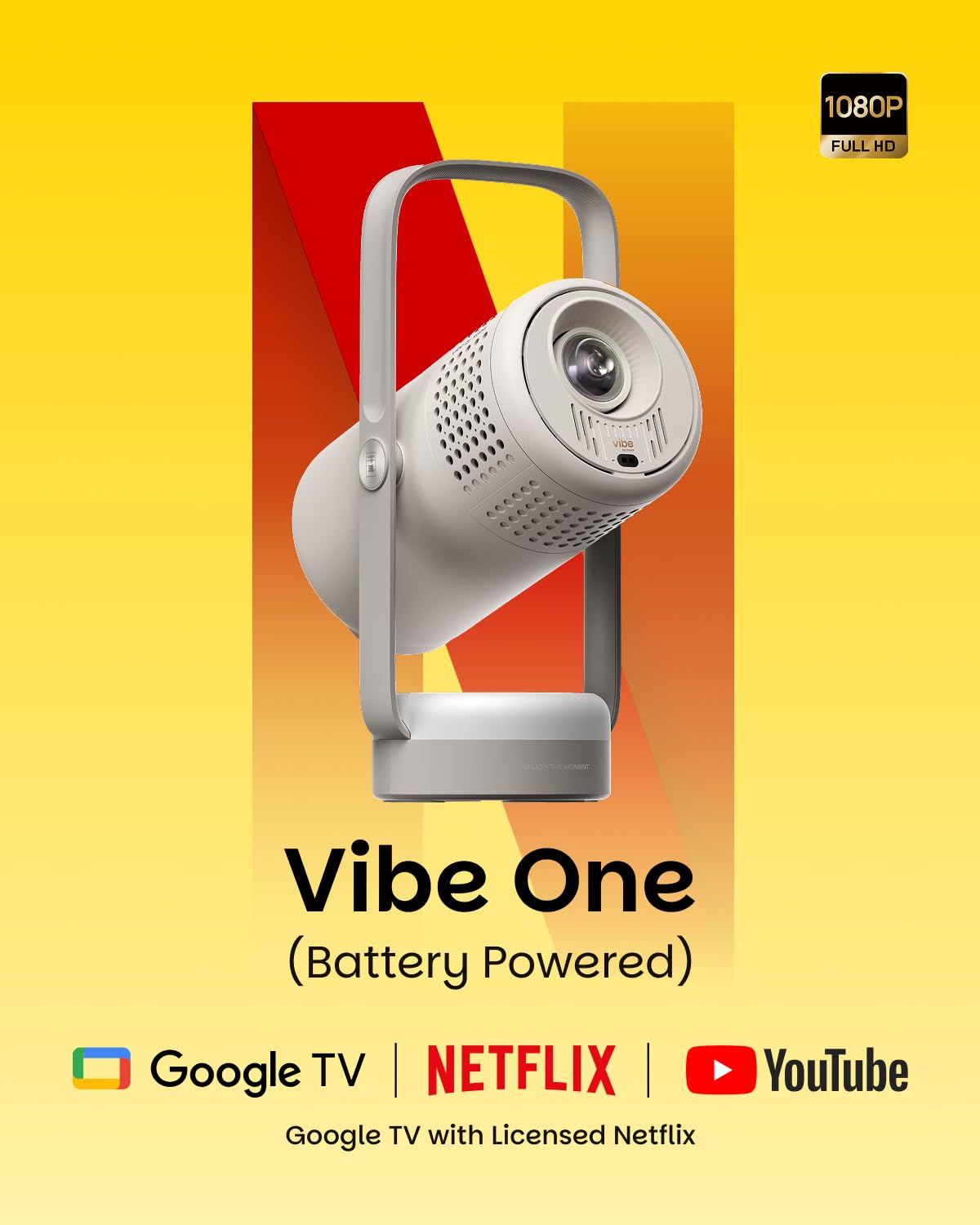 XGIMI Vibe One Portable Projector (Ash) โ 1080p Full HD | Auto Focus | Bluetooth | Compact & Lightweight Design | Mahajan Electronics