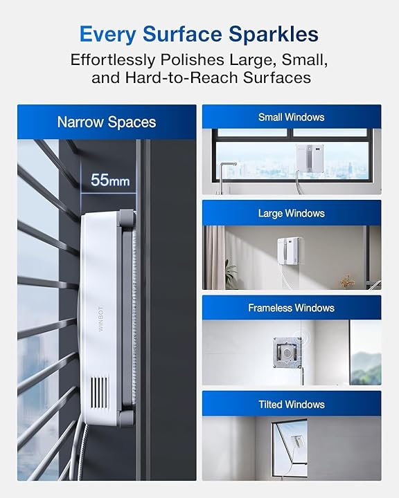 ECOVACS WINBOT MINI Window Cleaning Robot | Dual Ultrasonic Spray | 9-Stage Protection | Smart Path Planning
