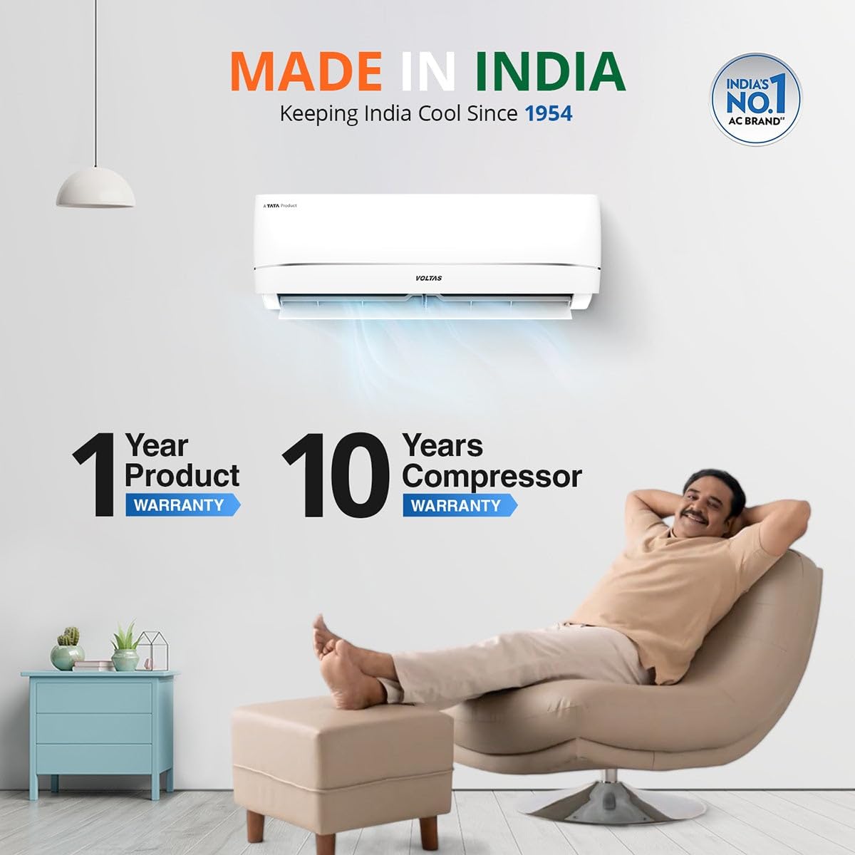 Voltas 183INV VECTRA AURA (2026 Series) 1.5 Ton 3 Star Inverter Split AC – 5-in-1 Adjustable Mode, Copper Coil, Anti-Dust Filter, High Ambient Cooling-Online Mahajan Electronics