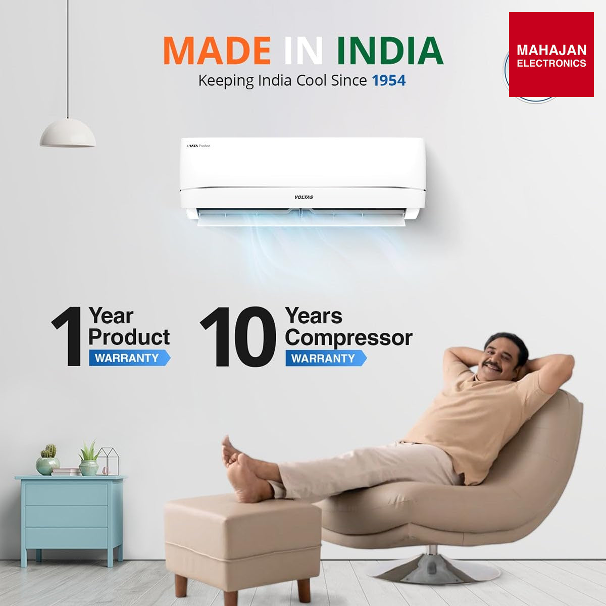 Voltas 183Inv VECTRA ZENITH SILVER (2026 Series) 1.5 Ton 3 Star Inverter Split AC – 5-in-1 Adjustable Mode, Copper Coil, Anti-Dust Filter, High Ambient Cooling – Mahajan Electronics Online.