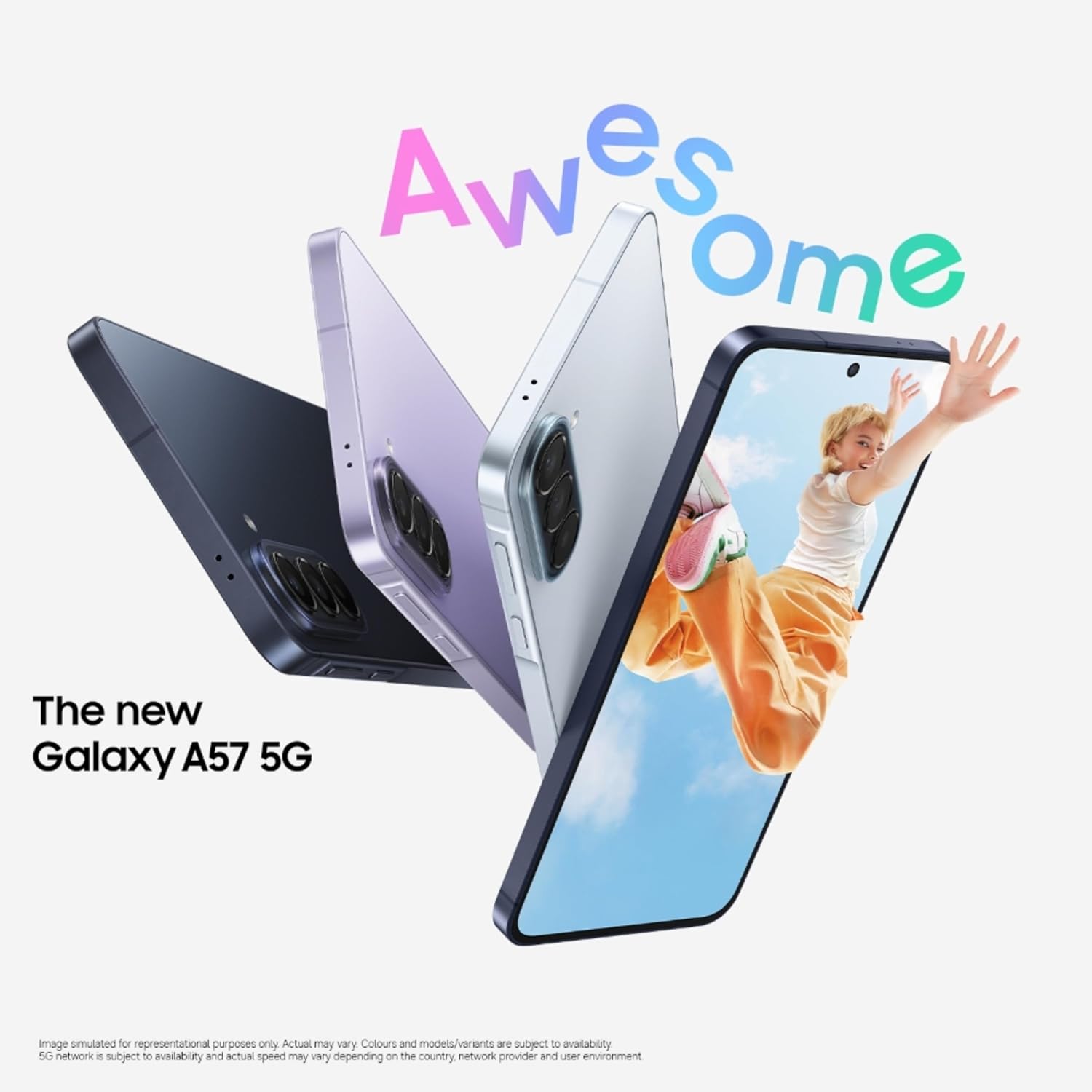 Samsung Galaxy A57 5G (Awesome Icyblue, 12GB RAM, 256GB Storage), Agentic AI, Triple Camera with Nightography Video, 2 Days Battery Life, 6 Gen OS Upgrades, IP68, 6.9mm Sleek, with No Cost EMI Mahajan Electronics Online