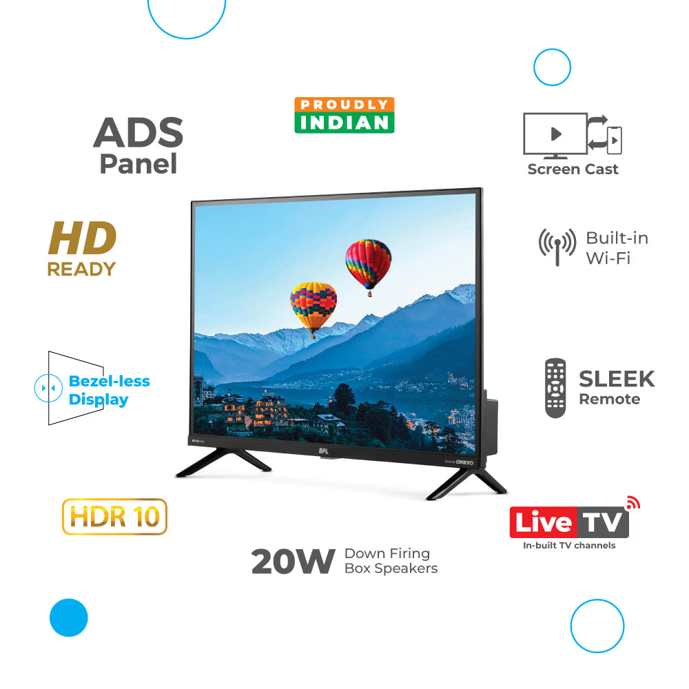 BPL 32HF2300 80 cm (32 inches), HD Ready Smart TV Plus with ADS Panel, JioHotstar, Black Mahajan Electronics Online