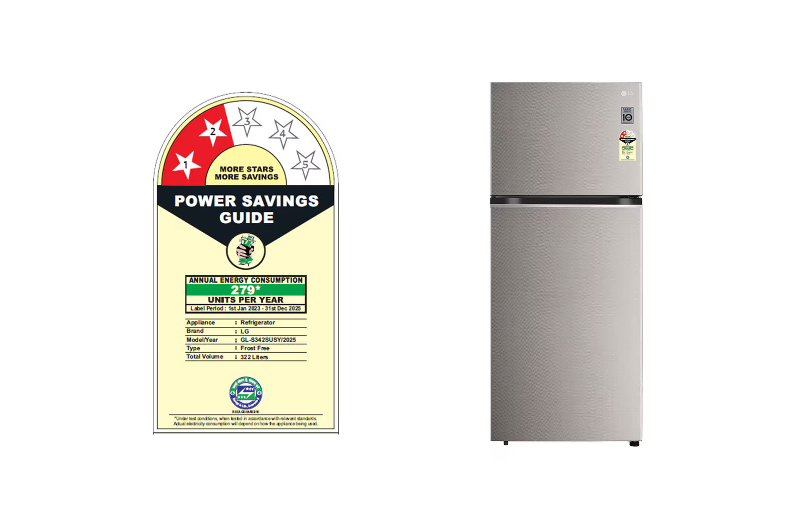 LG GL-S342SUSY 322L Double Door Refrigerator, Smart Inverter Compressor, Convertible Multi Air Flow , Urban Steel, 2 Star Mahajan Electronics Online