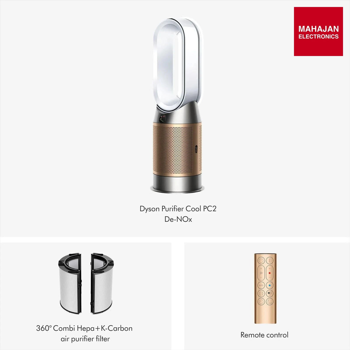 Dyson Hot and Cool HP12 Air Purifier with Remote Control (Allergy Friendly, White & Gold) – Mahajan Electronics Online.