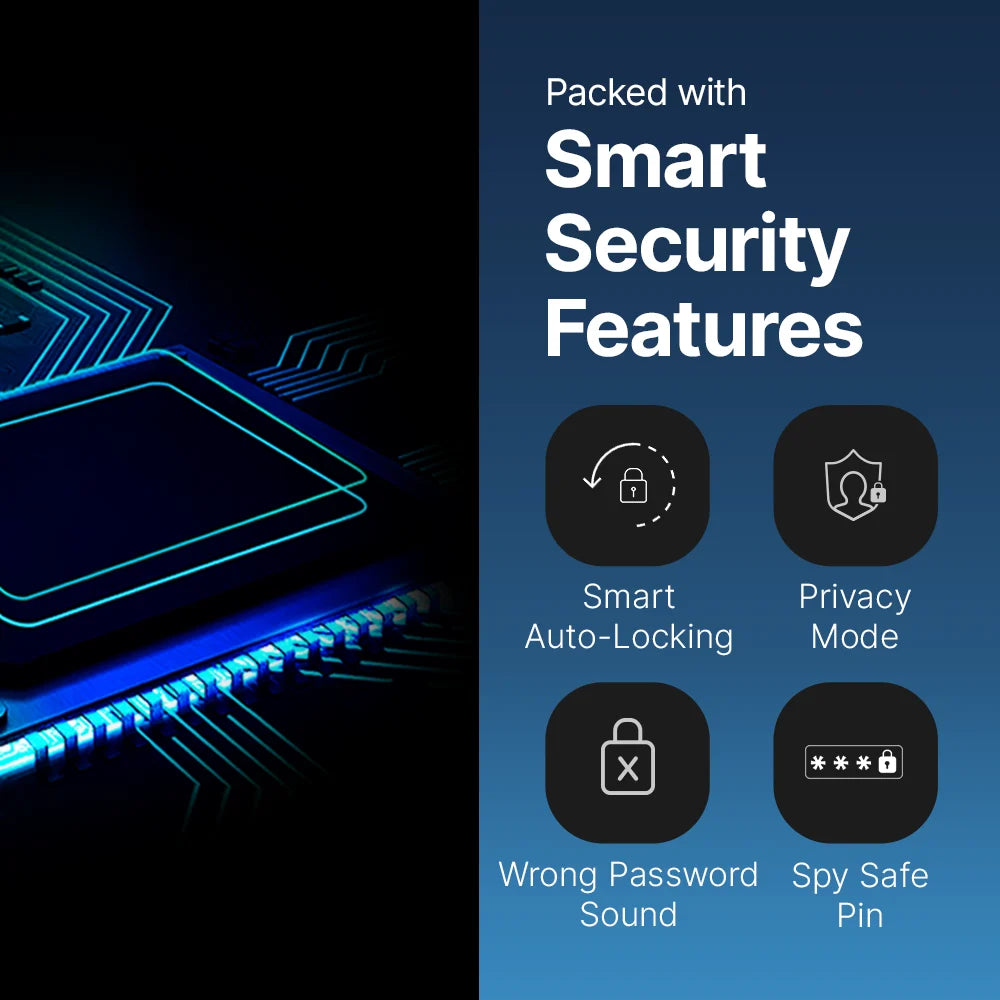 Qubo Smart Door Lock ALPHA (Black) | 5-in-1 Keyless Access | Fingerprint, PIN, RFID & App Control | Aluminium Alloy | Mahajan Electronics Delhi NCR