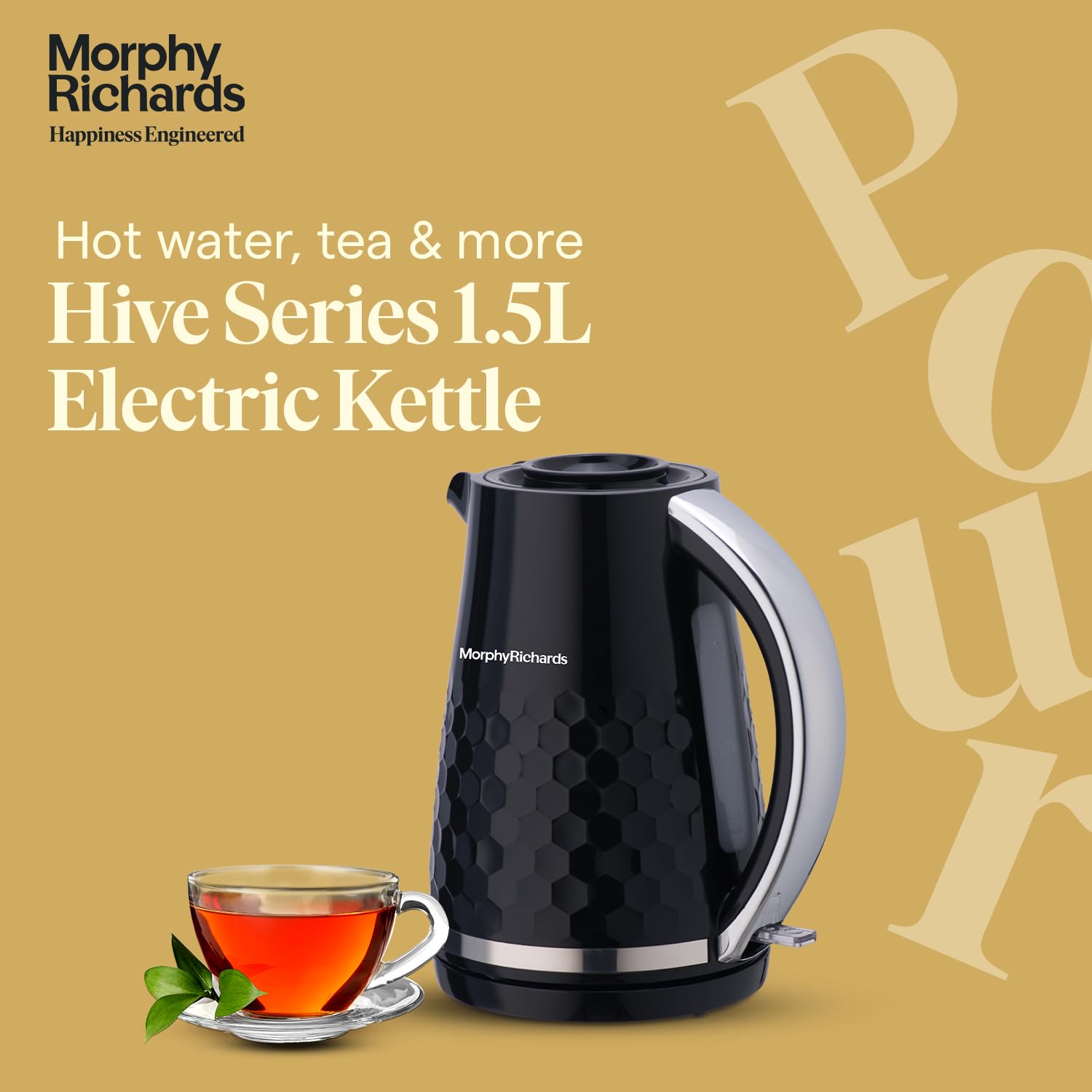 Morphy Richards Plastic Hive Series 1.5L Kettle, 1500 Watt, Black Mahajan Electronics Online