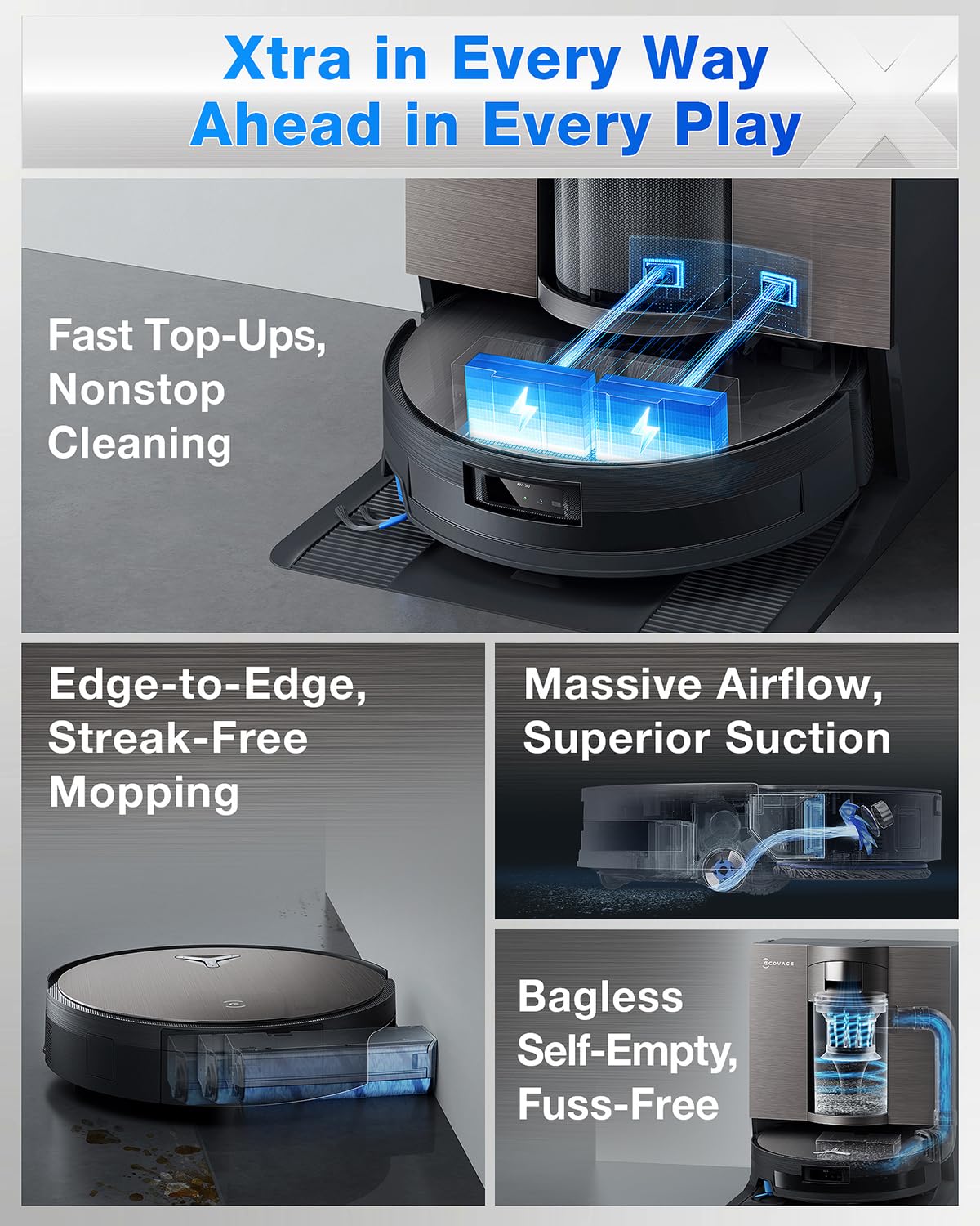 ECOVACS DEEBOT X11 OmniCyclone Robot Vacuum and Mop, PowerBoost Charging, OZMO Roller 2.0 Instant Self-Washing Mop, 19,500Pa Suction, Bagless OMNICYCLONE Station, AIVI 3D Smart Navigation Mahajan Electronics Online