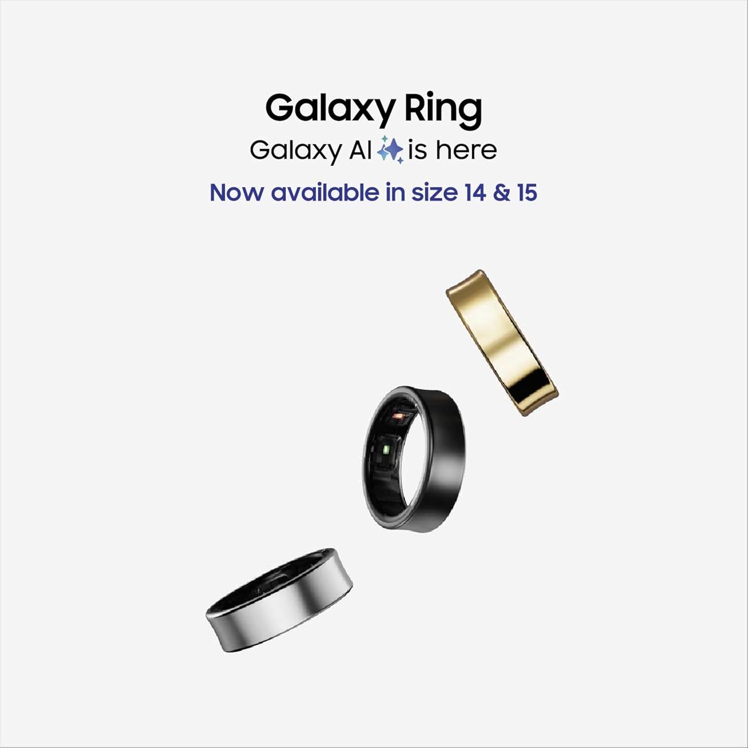 Samsung Galaxy Ring, with Smart AI, Size First W/Sizing Kit, No App Subscription, Fitness Monitor, Sleep Tracker, Up to 7-Day Battery, Size 12, Titanium Gold Mahajan Electronics Online