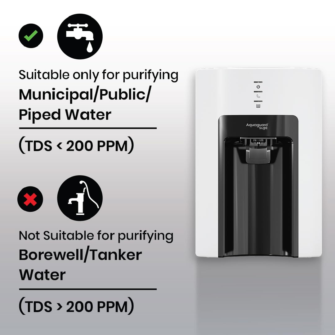 Aquaguard Champ UV GWPDAGCUV01X00 Water Purifier | Suitable for Municipal Water Only (TDS <200 ppm) | Not Suitable for Borewell/Tanker Water (TDS >200 ppm) Mahajan Electronics Online