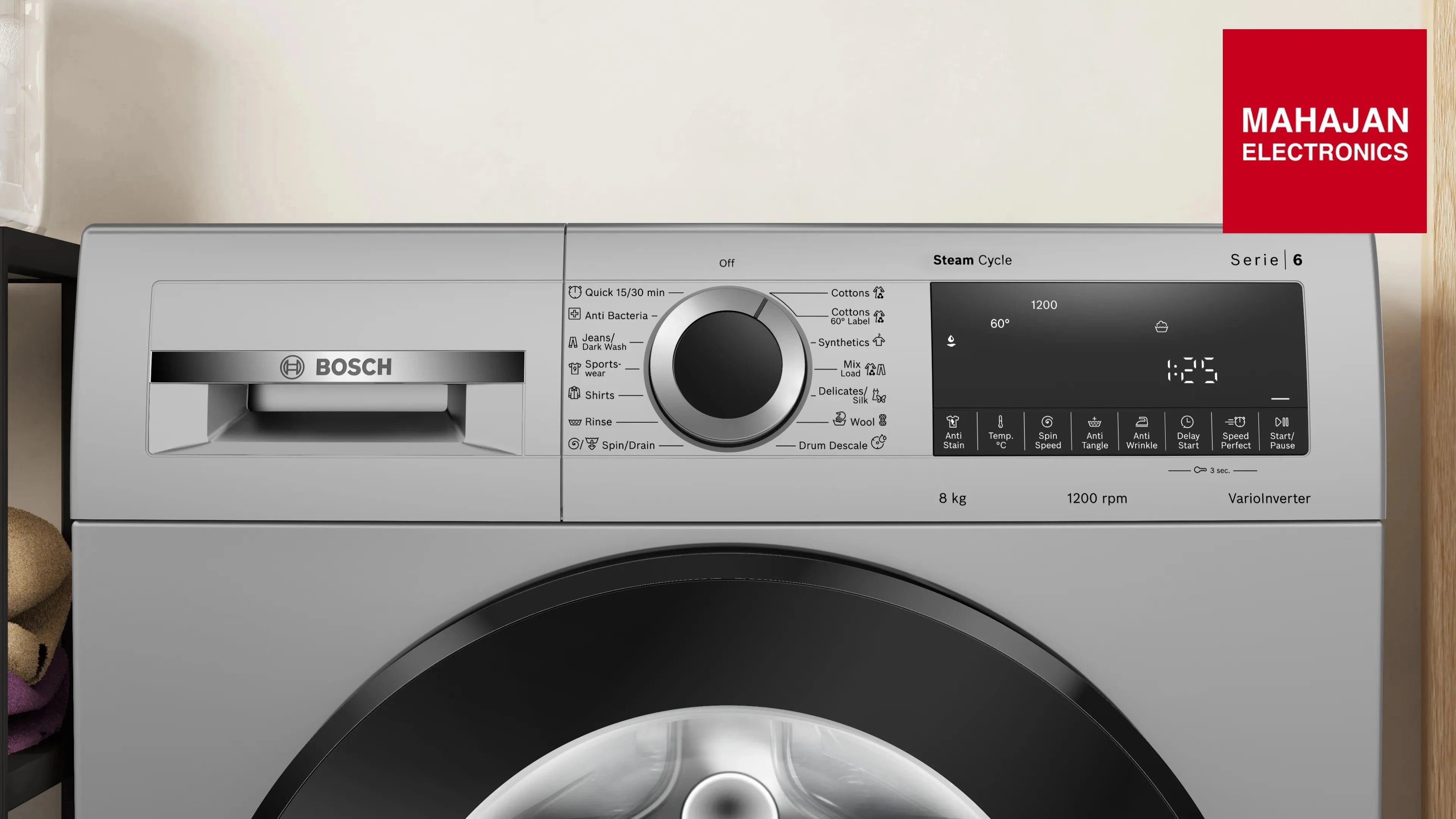 Bosch WGA1320SIN Series 6 washing machine, front loader 8 kg 1200 rpm Mahajan Electronics Online