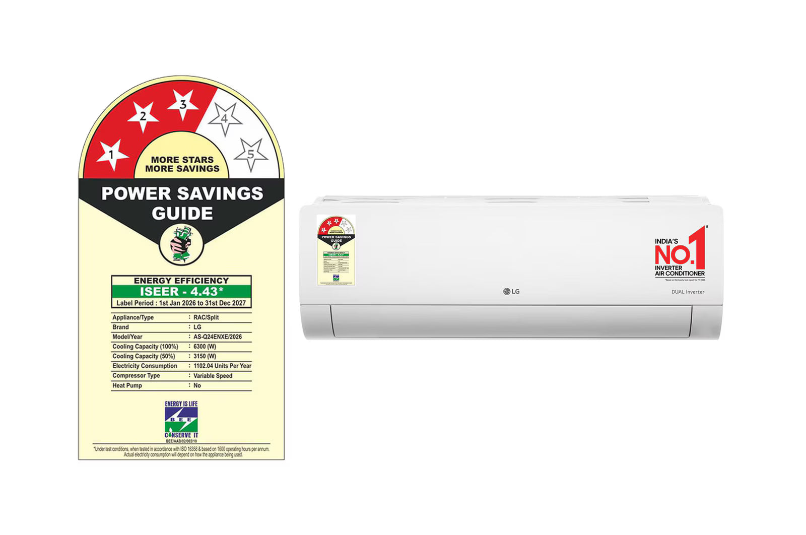 LG AS-Q24ENXE 3 Star (2.0) Split AC, AI Convertible 6-in-1 Cooling, Gold Fin+, Viraat Mode, Diet Mode+, 6.3 kW, 2026 Model LG