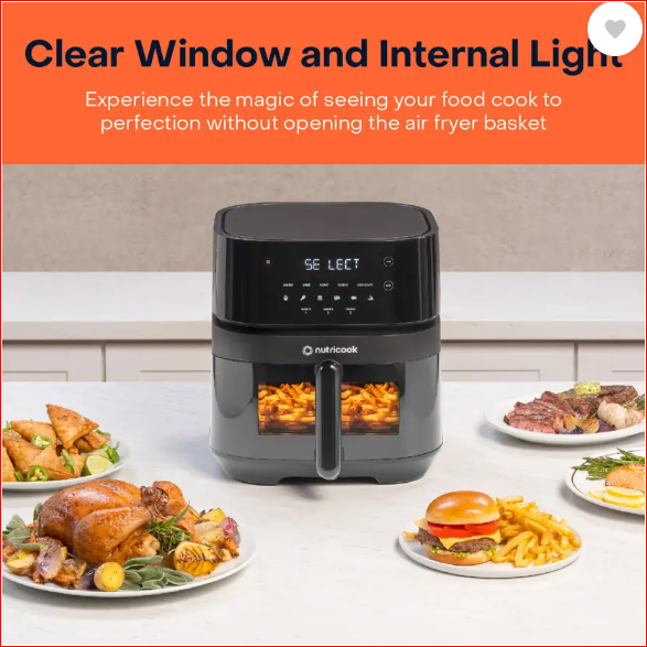 Nutricook NC-AF357VIN Air Fryer 3 VISION Digital Control Panel Display, 10 Preset Programs Air Fryer (5.7 L) Mahajan Electronics Online