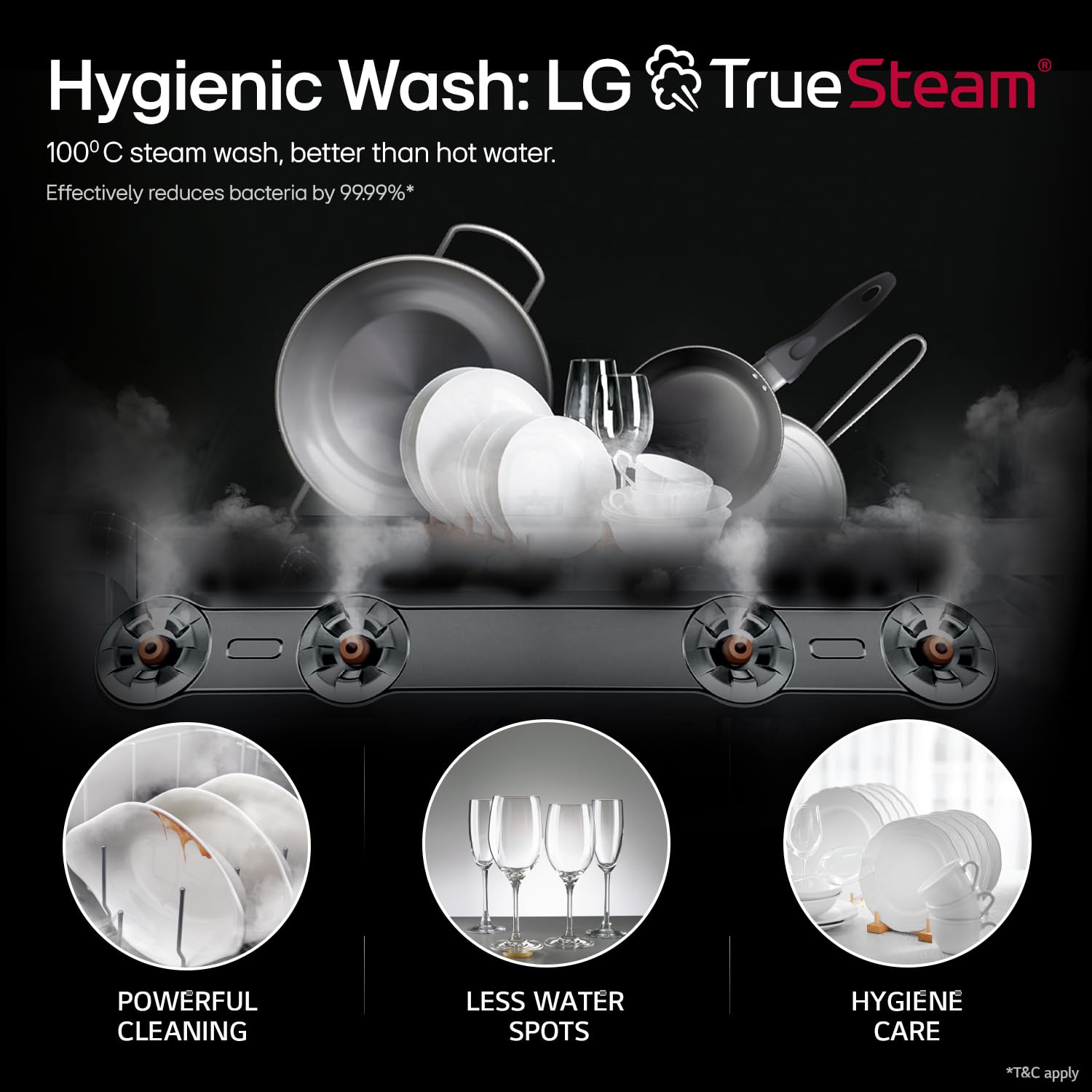 LG DFB424FM 14 Place Setting Dishwasher | TrueSteam, QuadWash, EasyRack Plus, Wi-Fi Enabled, Matte Black, Inverter Direct Drive Motor | Freestanding Dishwasher for Indian Kitchens