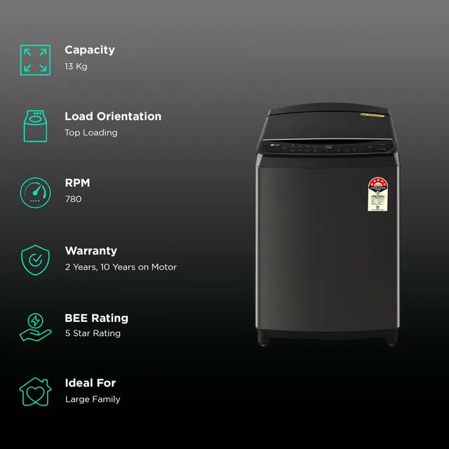 LG THD13SWP 13.0 Kg Inverter Wi-Fi Fully-Automatic Top Loading Washing Machine (Platinum Black,Stainless Steel) Mahajan Electronics Online