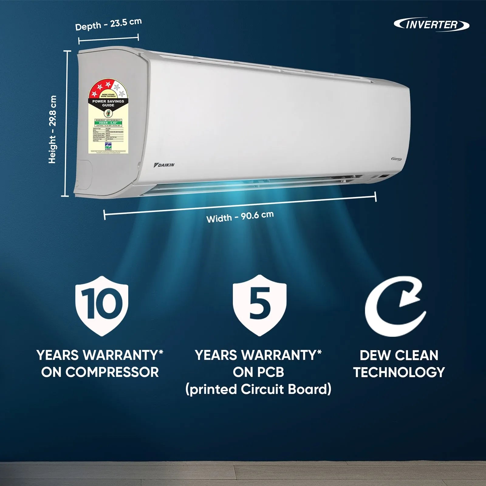 Daikin ATKL60XV16VAA 1.8 Ton 3 Star Inverter Split AC | Copper Condenser | PM2.5 Filter | Dew Clean Technology | R32 Refrigerant Mahajan Electronics